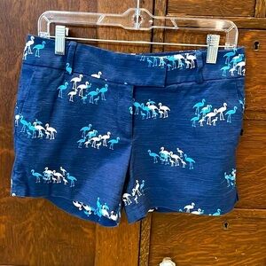 Loft SZ 2 navy with light blue and white flamingos, print cotton blend shorts